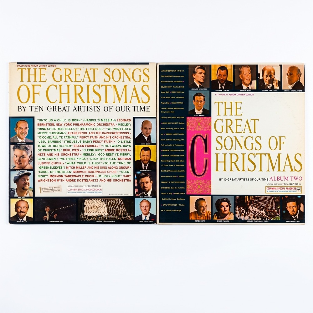 Goodyear Great Songs of Christmas Albums One Two Columbia 2 LP Lot 1961 1962